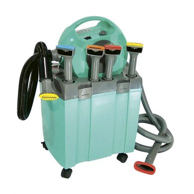 Grooming station - with a BTS 3000 hair dryer and with a support for hoses. Turquoise