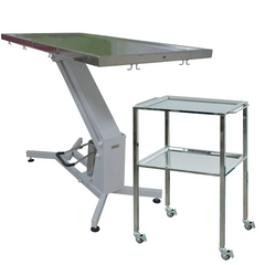Universal veterinary surgical table GEFEST (with infusion rack, frame for tampons, instrument table) Белый