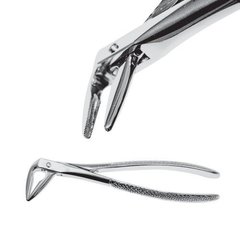 Extraction forceps with narrow sponges for removal of the lower roots